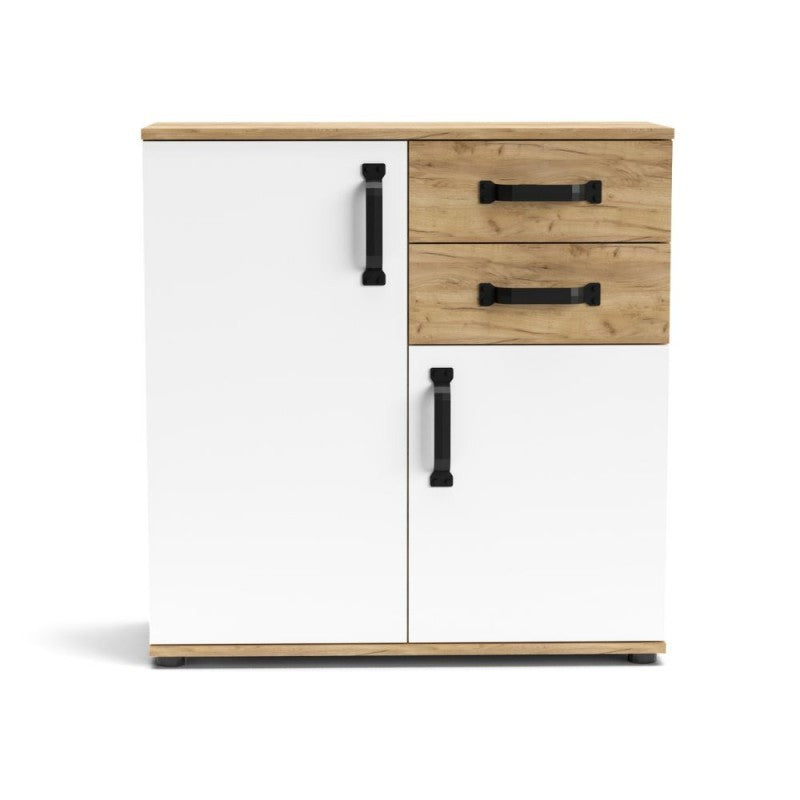 Credenza rovere bianco 2 ante e 2 cassetti 80x32x83 Mosso MO2