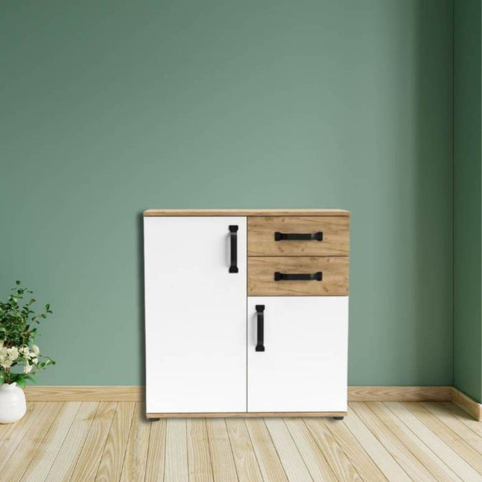 Credenza rovere bianco 2 ante e 2 cassetti 80x32x83 Mosso MO2