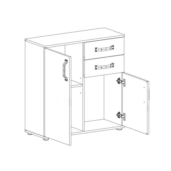 Credenza rovere bianco 2 ante e 2 cassetti 80x32x83 Mosso MO2