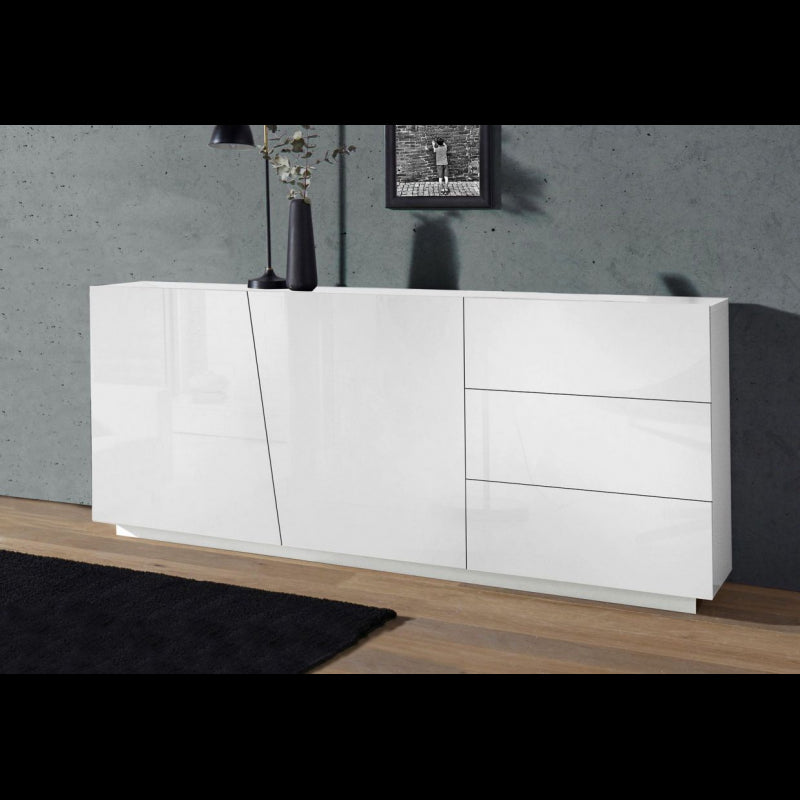 Credenza Vega 180 2 Ante/3 Cassetti Colore Bianco Lucido