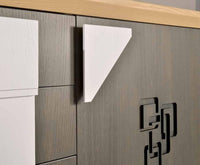 Credenza frassino  antracite poro aperto 2 porte con zoccolo l.210 p.50 h.85