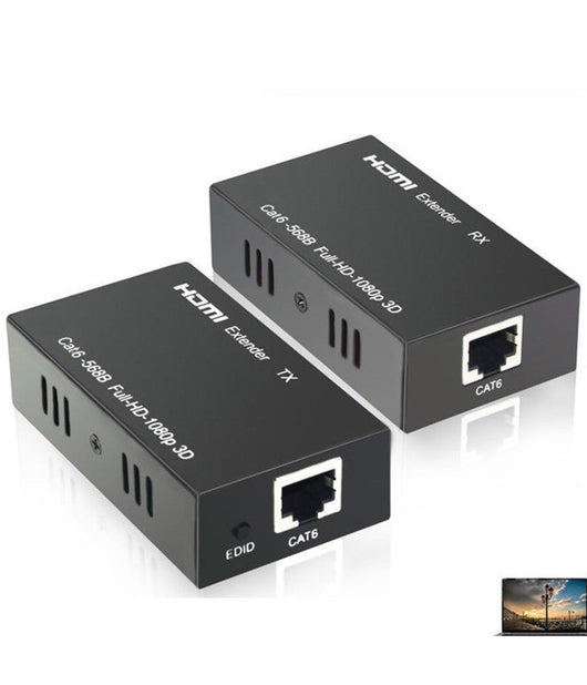 Hdmi Extender Ethernet Cavo Di Rete Lan Over Cat6 60 Metri Hdmi 3d Fullhd 1080p         