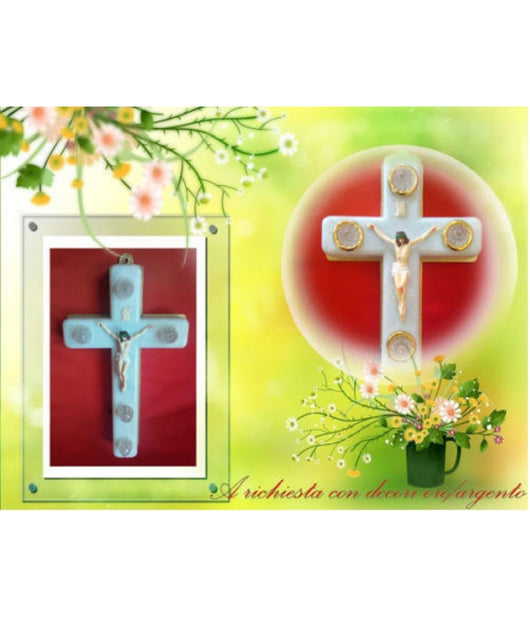 Croce Crocetta Votiva A Luce Elettrica Con Cristo Luci Led Batterie Incluse    10 Led     