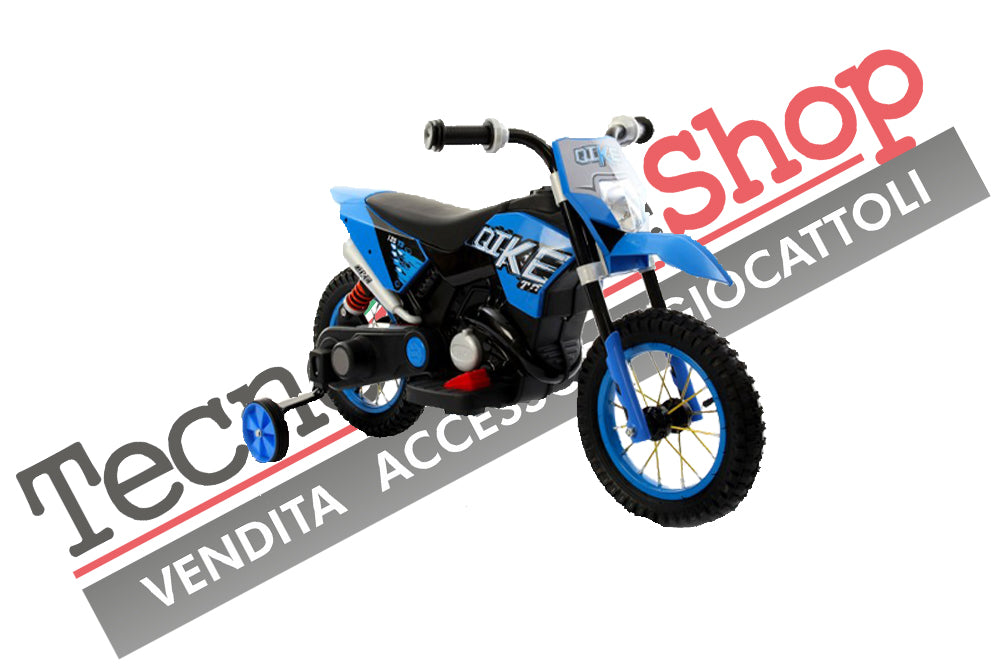 Moto Motocicletta Elettrica Bambini Moto Cross Ruote in Gomma 6V colore Blu