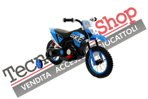 Moto Motocicletta Elettrica Bambini Moto Cross Ruote in Gomma 6V colore Blu