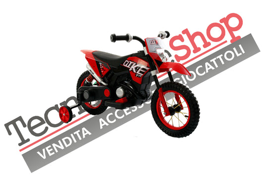 Moto Motocicletta Elettrica Bambini Moto Cross Ruote in Gomma 6V colore Rosso