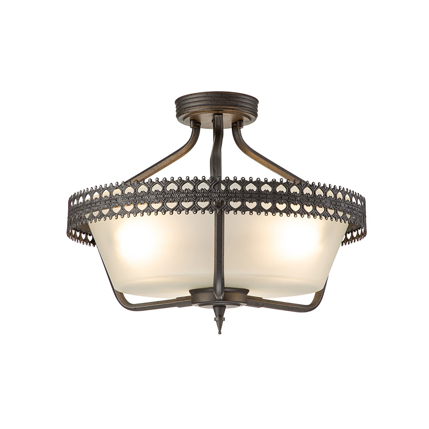 Lampadario Contemporaneo Crown Acciaio Ferro Cancello 3 Luci E27