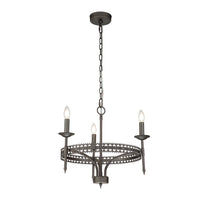 Lampadario Industrial Nordico Crown Acciaio Ferro Cancello 3 Luci E14