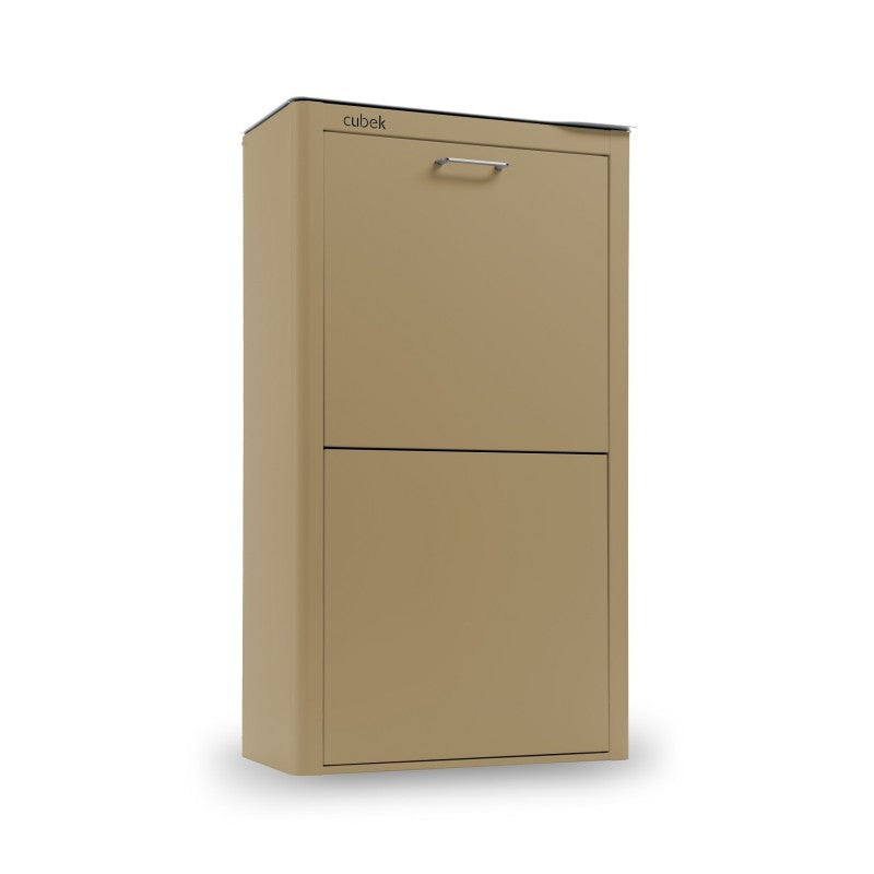 CUBEK - Pattumiera per raccolta differenziata a 4 scomparti, colore beige