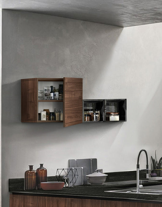 Pensile cubo per cucina sospeso, Noce dark, ZLCINFCUCBD