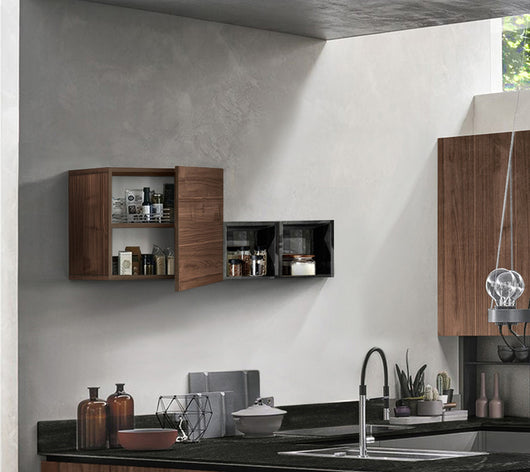 Pensile cubo per cucina sospeso, Noce dark, ZLCINFCUCBD