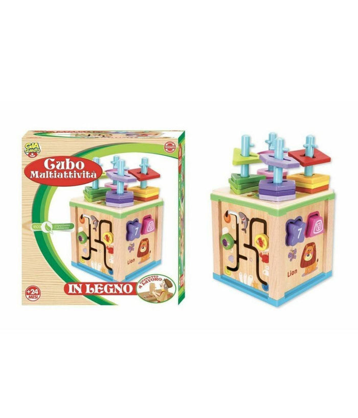 Cubo Multi Attività  In Legno Giocattolo Gioco Educatico Didattico Bambini +24 M         