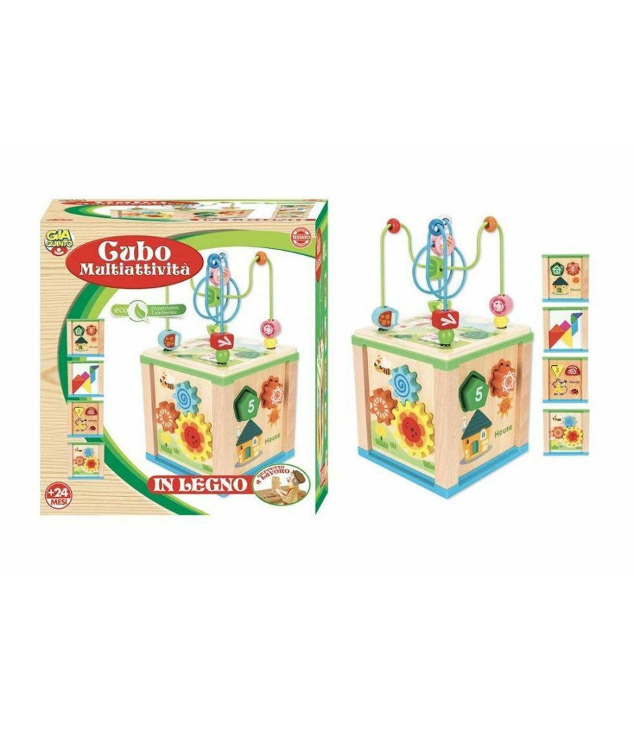 Cubo Multiattività  In Legno Giocattolo Didattic Educativo Gioco Bambini Infanzia         