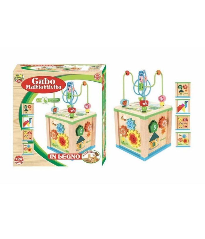 Cubo Multiattività  In Legno Giocattolo Didattic Educativo Gioco Bambini Infanzia         