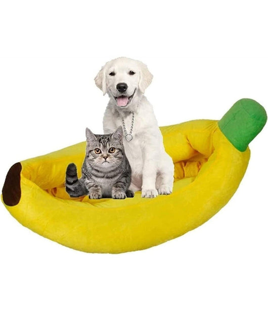 Cuccia Banana Letto Morbido Per Gatto Cane Cuscino Inverno Peluche Nido 70x40cm         