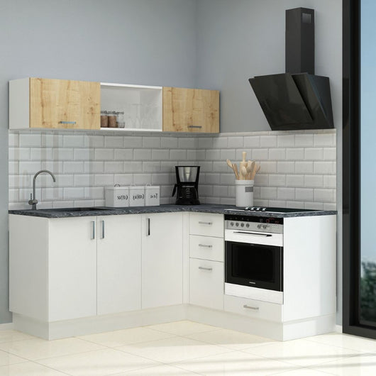 Cucina angolare 180x160 reversibile Cassino bianca con elettrodomestici