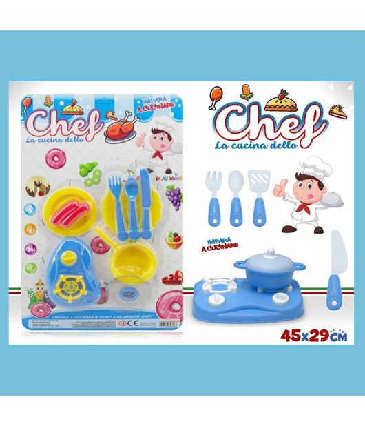 Cucina Dello Chef Cuoco Gioco Con Accessori Blister Bimbo Giochi Giocattolo         