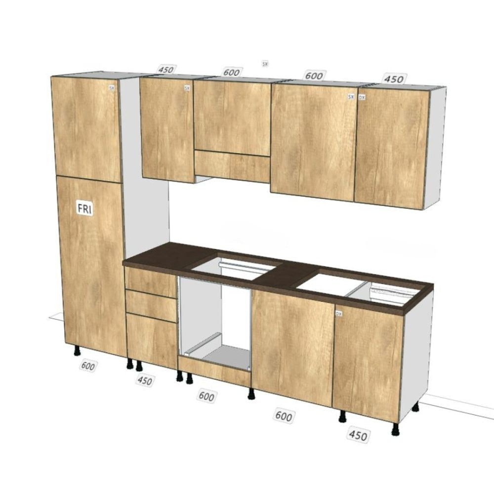 Cucina nebraska Rosmarino 270 x 217H con lavastoviglie sinistra