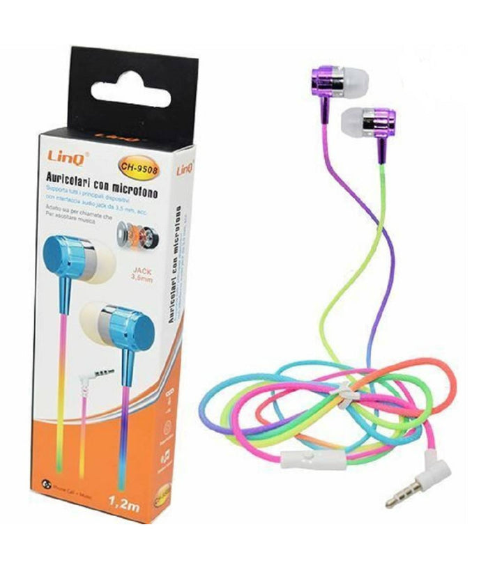 Cuffie Auricolari Smartphone Colorati Con Microfono Jack 3,5 Mm 1.2 Mt Ch-9508         