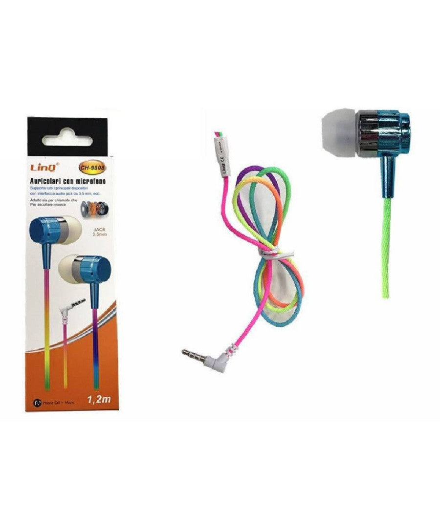 Cuffie Auricolari Smartphone Colorati Con Microfono Jack 3,5 Mm 1.2 Mt Ch-9508         