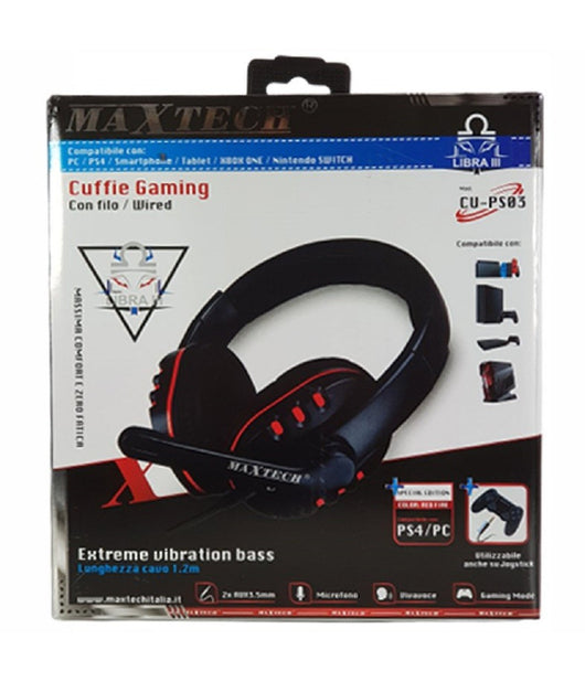 Cuffie Da Gioco Gaming Headset Con Microfono Compatibile Per Ps4/pc Maxtech Cu-ps03         