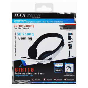 Cuffie Gaming Cu-ps11 Con Filo 1.2mt Microfono Integrato Per Pc / Ps4 / Ps5 Xbox         