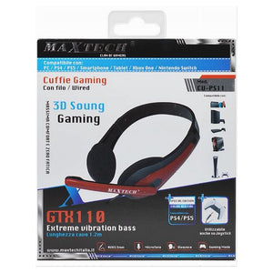 Cuffie Gaming Cu-ps11 Con Filo 1.2mt Microfono Integrato Per Pc / Ps4 / Ps5 Xbox         