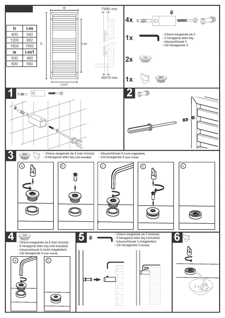 Radiatore ad acqua Clivia 800 mm x 600 mm colore Bianco Ral 9016