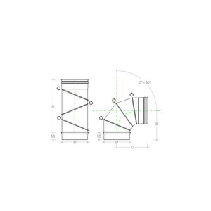 Curva gomito inox 250mm orientabile registrabile 5 decimi curvatura 0-90°