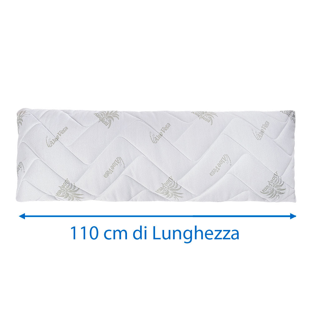 Cuscino lungo da circa 110cm per letto piazza e mezza in fiocco di memory - Comprarredo