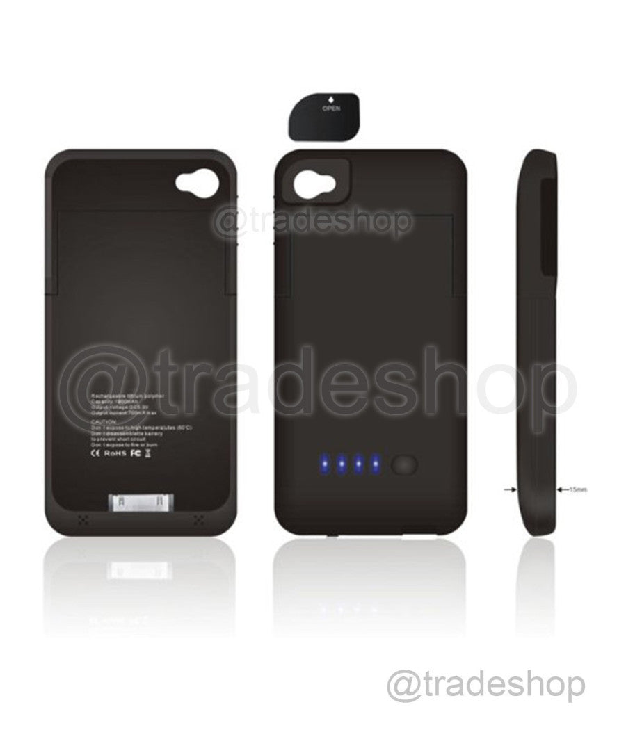 Custodia Cover Interna Con Batteria Integrata X Iphone 4s 4 Ricarica Usb 1800mah         