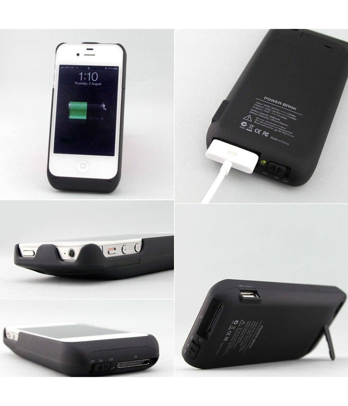 Custodia Cover Per Iphone 4 E 4s Carica Stand Batteria Esterna 1900 Mah         