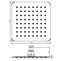 Soffione doccia quadrato acciaio inox 2 mm spessore effetto pioggia varie misure bagno *** misure 200x200x2 mm 64 uge...