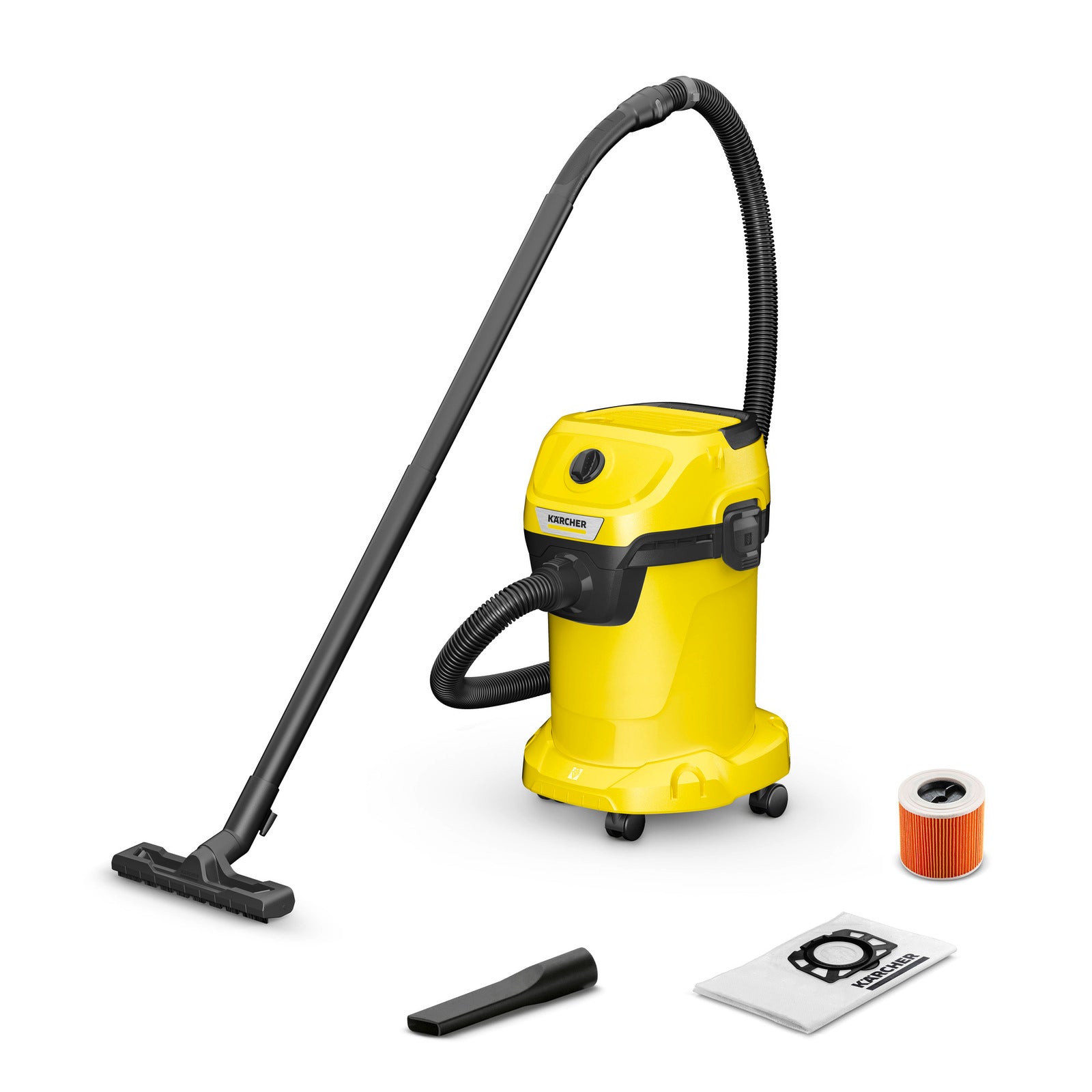 KARCHER Bidone aspiratutto solido liquidi WD 3 V-19/4/20 - Potenza allacciata: 1000 W - Capacità vano raccolta: 19 l - Materiale vano di raccolta: Plastica 