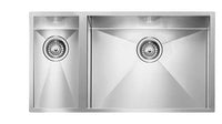 Lavello FILO QUADRA 3"  2 vasche DESTRE ACCIAIO INOX SOTTOTOP 79X45 PROF. 19 011915.D0.01.2018