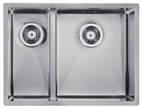 Lavello ZEFFIRO F3" 2 vasche destre ACCIAIO INOX, incasso SLIM - SOTTOTOP - FILOTOP 58,5X44  prof. 19 012081.D0.01.2022