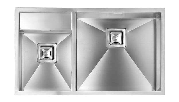 Lavello ARIEL F3" 2 vasche destre ACCIAIO INOX incasso SLIM 86X50 prof. 19-13 012914.D2.01.2033