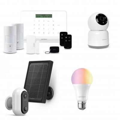 COMBO Kit Allarme connesso + telecamera motorizzata connessa +telecamera solare +lampadina RGB E27 connessa  Avidsen