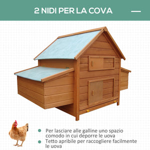 Gabbia Pollaio per Galline da Giardino in Abete legno e verde 160x98.5x107 cm