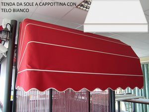 Tenda Sole Cappottina 4 Raggi, Telo PVC Bianco, Largh. 2,50 x Sporgenza 1, UV-Resistente, Impermeabile Giardino, Balcone