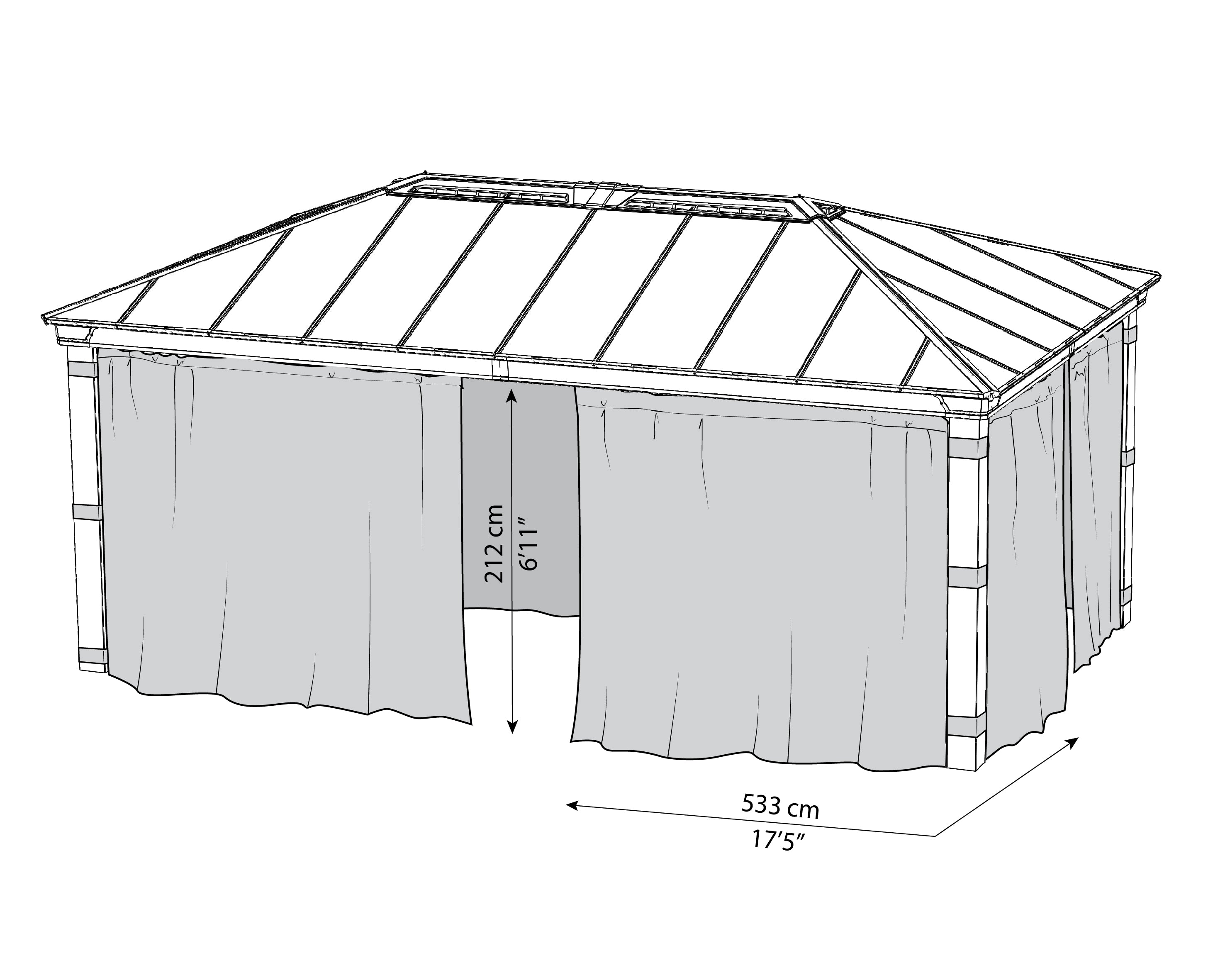 Set Di Tende Per Gazebo Dallas 4.3X6