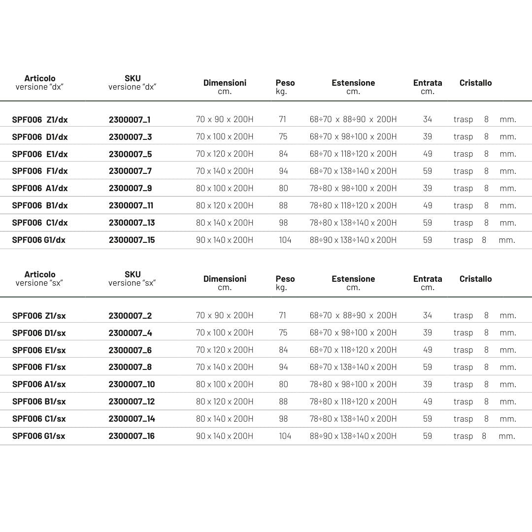 Box angolare apertura sx anta scorrevole gelsomino vetro 8 millimetri trasparente *** misure 68-70x98-100xh200 cm sx,...