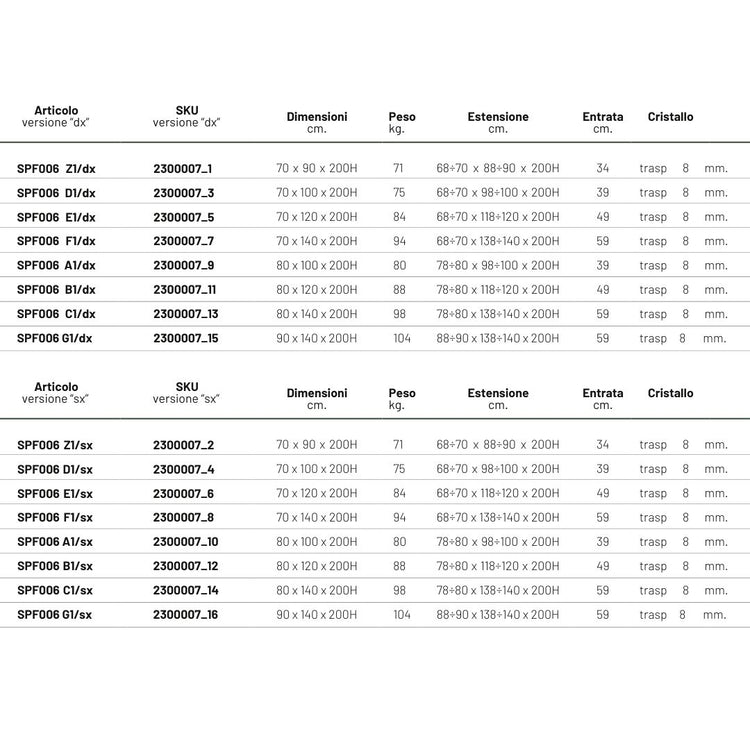 Box angolare apertura sx anta scorrevole gelsomino vetro 8 millimetri trasparente *** misure 68-70x88-90xh200 cm sx, ...