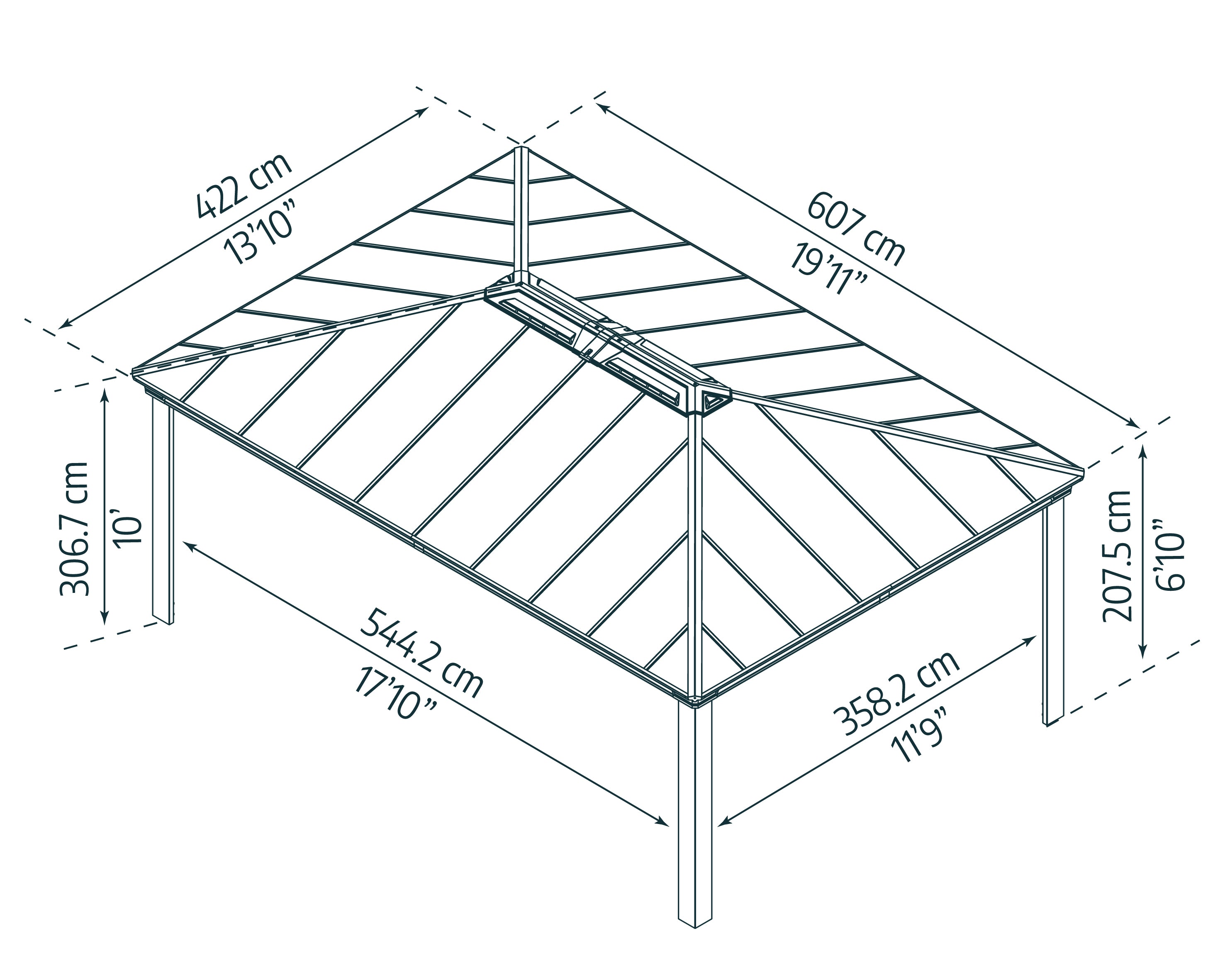 Gazebo in Alluminio Dallas  4.3X6.1 m