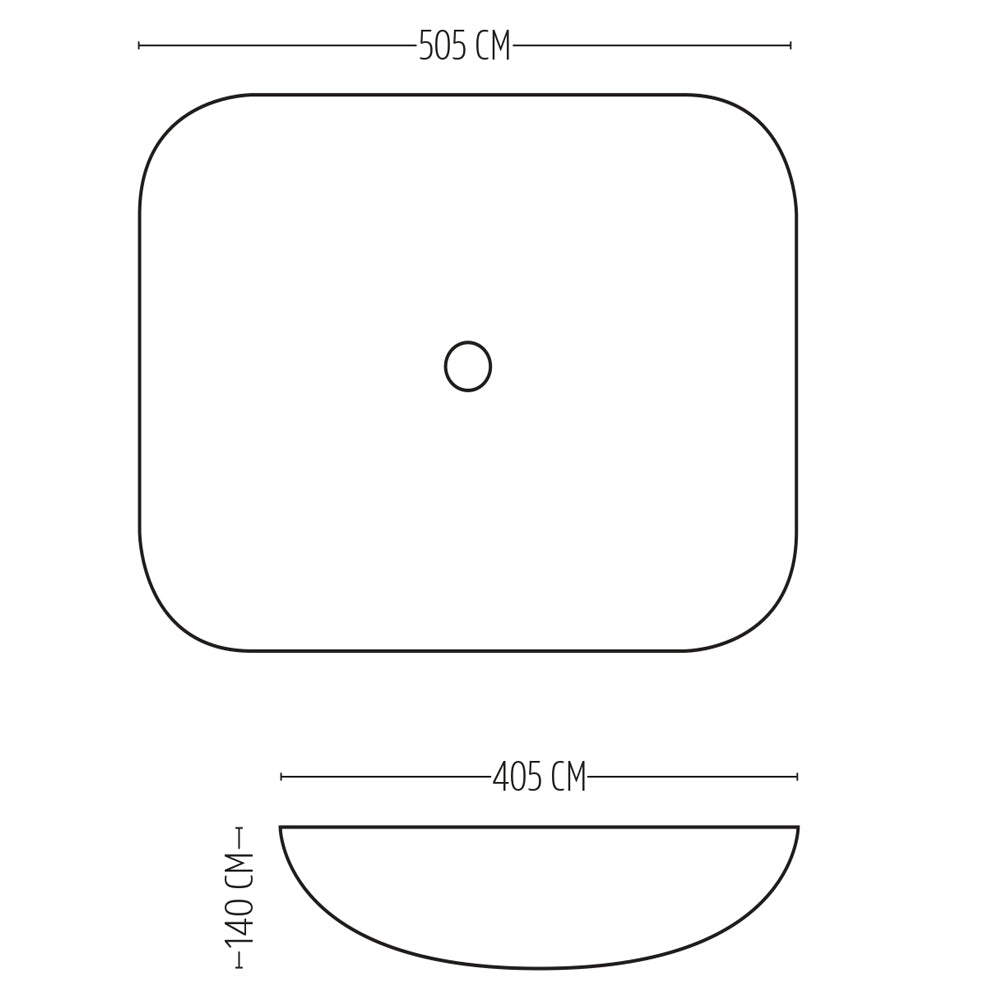 Lavabo da appoggio ceramica bianco rettangolare lavandino lavello arredo 50,5x40,5x14 cm *** finitura- opaco, confezi...