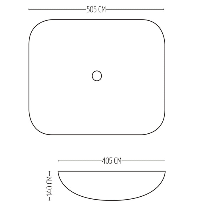 Lavabo da appoggio ceramica bianco rettangolare lavandino lavello arredo 50,5x40,5x14 cm *** finitura- opaco, confezi...