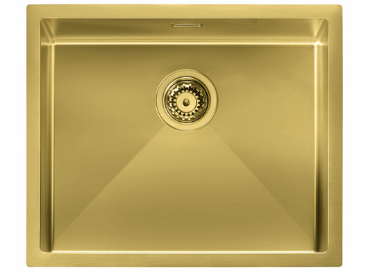 Lavello IRIDE MATT F3" 1 vasca ACCIAIO INOX Finitura: GOLD OPACO, incasso: slim, sottotop e filotop,  57X45 prof. 19 012358.L79.X0.00.2022