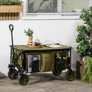 Carrello da Giardino 108x55x93 cm in Acciaio e Tessuto Oxford Verde