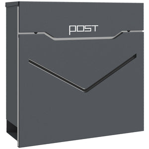 Cassetta Postale con Fessura a V 37x10,5x37 cm in Acciaio Grigia