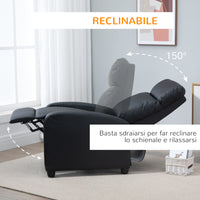 Poltrona Relax Massaggiante 68x88x98 cm con Telecomando in Similpelle Nera